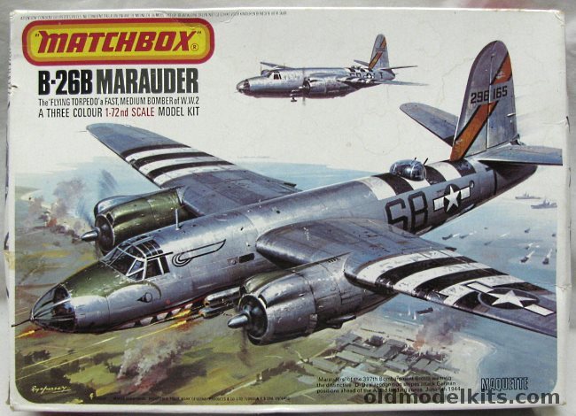 Matchbox 1/72 Martin B-26B Marauder - USAAF 599 BS 397 BG 9thAF 1944 / 'Bar Fly' 544 BS 386 BG UK 1943/44 / South African Air Force Marauder II 24th Sq Italy 1943/44, PK-407 plastic model kit